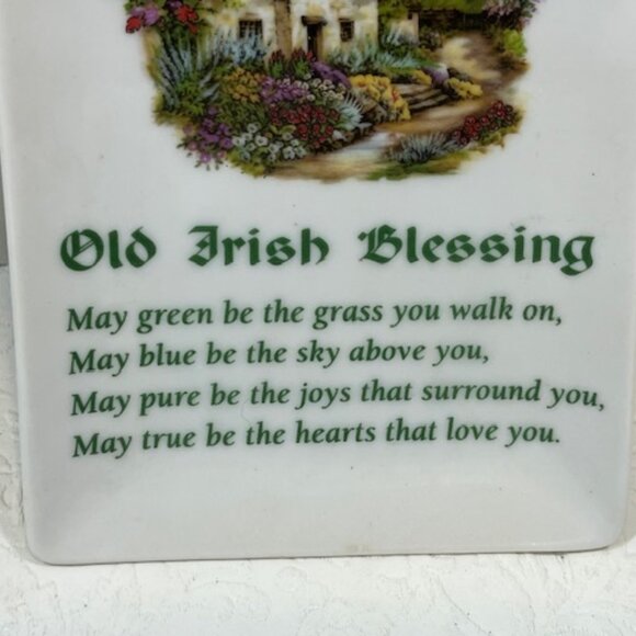 VTG Old Irish Blessing Ceramic Wall Hanging Cottage Scene Plaque Art 4.4"x6.5" - Picture 8 of 11